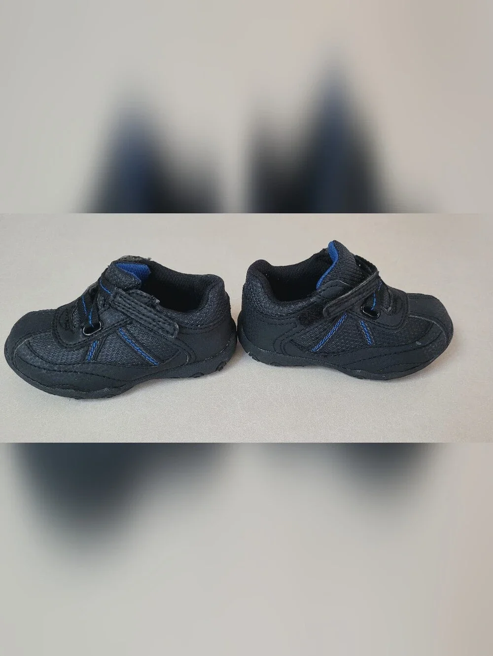 Kids/toddler Smart Fit Black Athletic Shoes with Blue Highlights